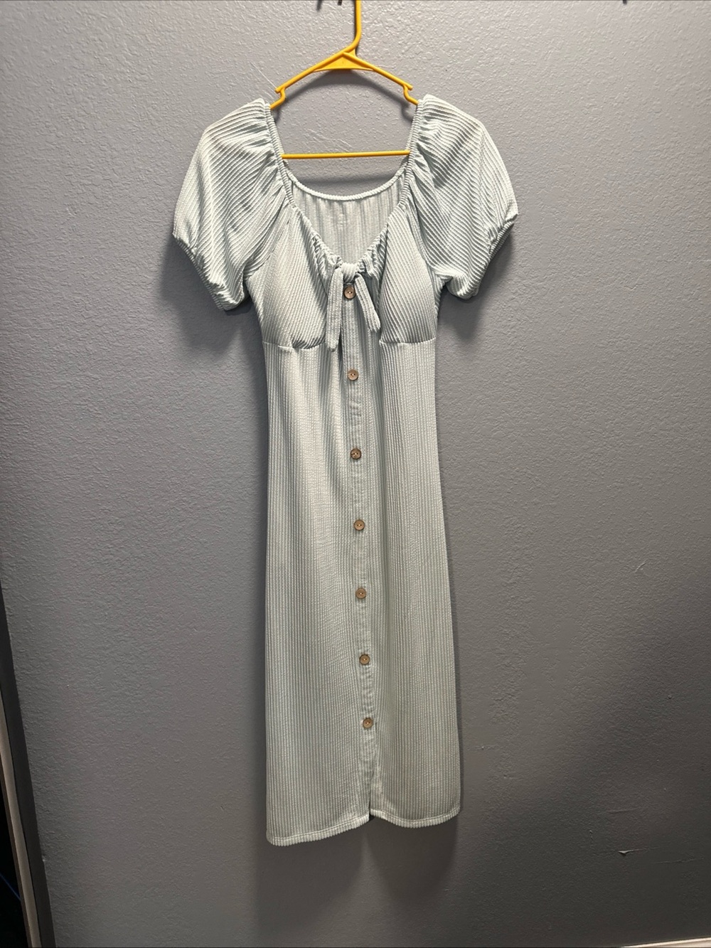 No Boundaries Light Blue & White Striped Midi Dress